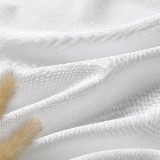 White Linen Curtains 96 inches Long for Living Room Back Tab Light Filtering Privacy Sheer Curtains Modern Boho Boho Farmhouse Bedroom Decor White Cotton Textured Gauze Curtain 2 Panel Set 36x96
