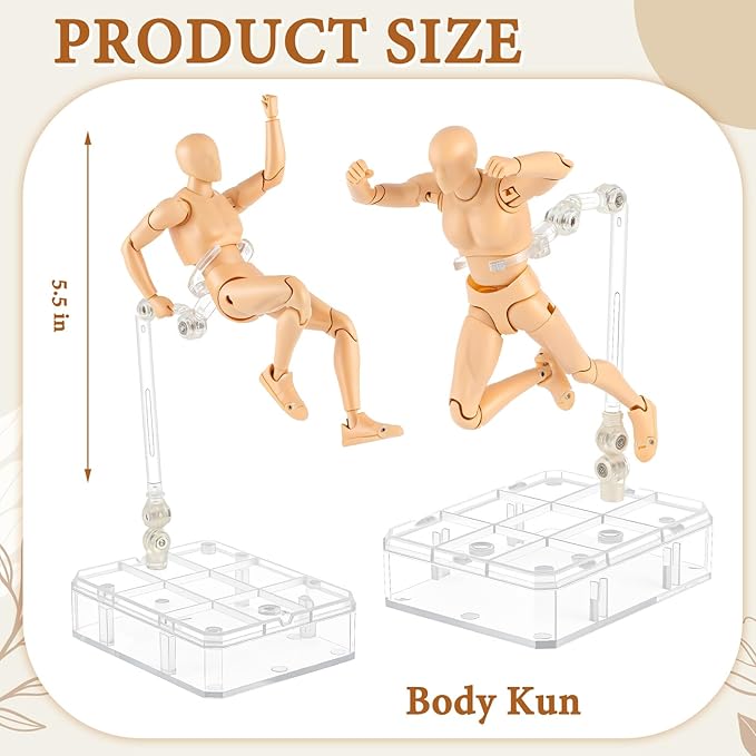 Yookeer Body Set, Drawing Action Figures Female and Male PVC Drawing Doll Human Model Figure with Joints for Artists(Flesh Color)