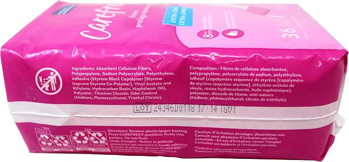 Carefree Extra Long Panty Liners, Unscented, Multi-Fluid Protection, 36 Count (Pack of 8)