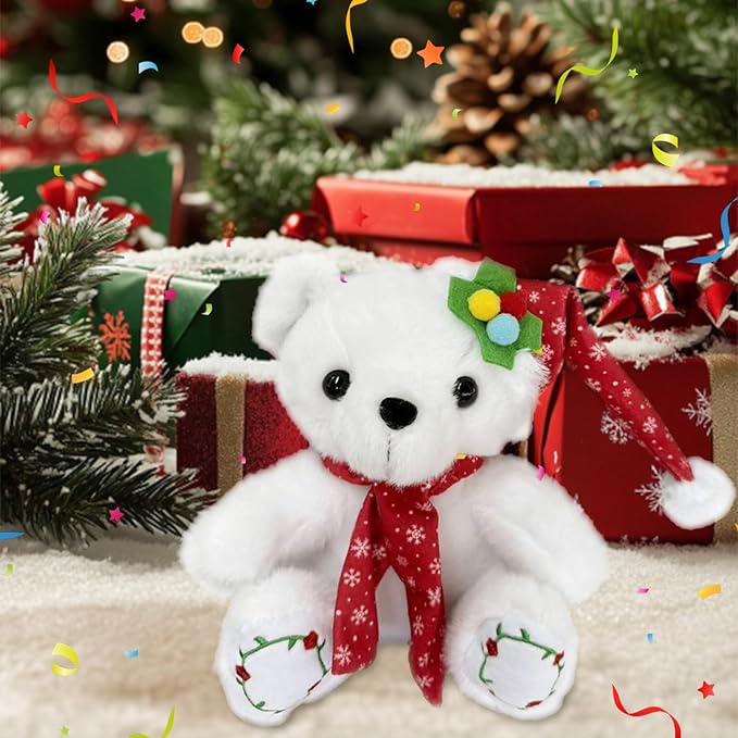 Christmas Teddy Bear Stuffed Animal 2025 Polar Bear Stuffed Animal Christmas Plush Toys Gifts for Kids Adult Birthday Holiday Indoor or Outdoor Home Party Decorations