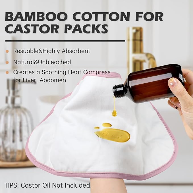 Castor Oil Pack Wrap with Organic Cotton Flannel, Reusable Castor Oil Packs for Stomach, Castor Oil Pack for Liver Detox, Castor Oil Pack Kit Purple（Castor Oil Not Include)