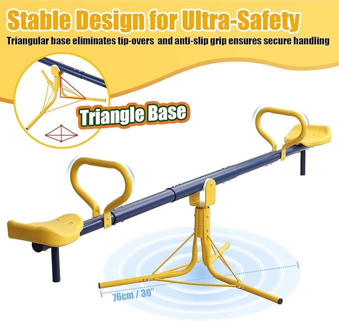 Teeter Totter, 360 Degrees Rotating Seesaw for Kids Outdoor for Toddlers Ages 3-10, Sit and Spin See Saw, Kids Outdoor Play Equipment for Home, Backyard, Safety Certified, Christmas Birthday Gift