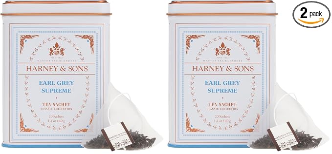 Harney & Sons Earl Grey Supreme, Black Tea, 20 Sachets (Pack of 2)