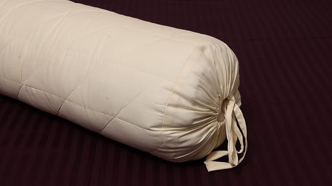 Saffron HANDICRAFTS Bolster Pillow Cover ,Cotton with Draw String Closure Easy to Removable n Washable 8" Diameter c 24 " Long (20 cm x 60 cm) (Ivory)