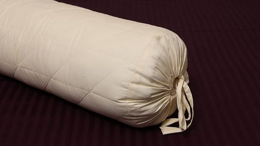 Saffron HANDICRAFTS Bolster Pillow Cover ,Cotton with Draw String Closure Easy to Removable n Washable 8" Diameter c 24 " Long (20 cm x 60 cm) (Ivory)
