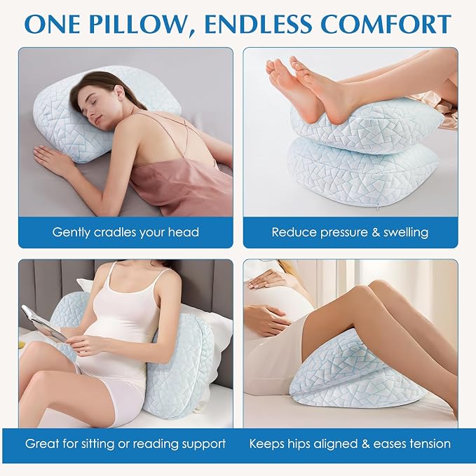 Pregnancy Pillow for Sleeping, Portable Adjustable Maternity Wedge Pillows for Side Sleepers, Belly, Back & Hip Support with Cooling Removable Cover, Ideal Travel Pillow for Pregnant Women