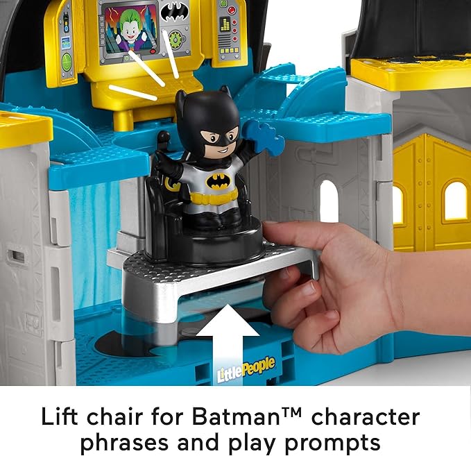 DC Super Friends Fisher-Price Little People Toddler Toy Deluxe Batcave Playset with Batman Figure for Pretend Play Ages 18+ Months (Amazon Exclusive)