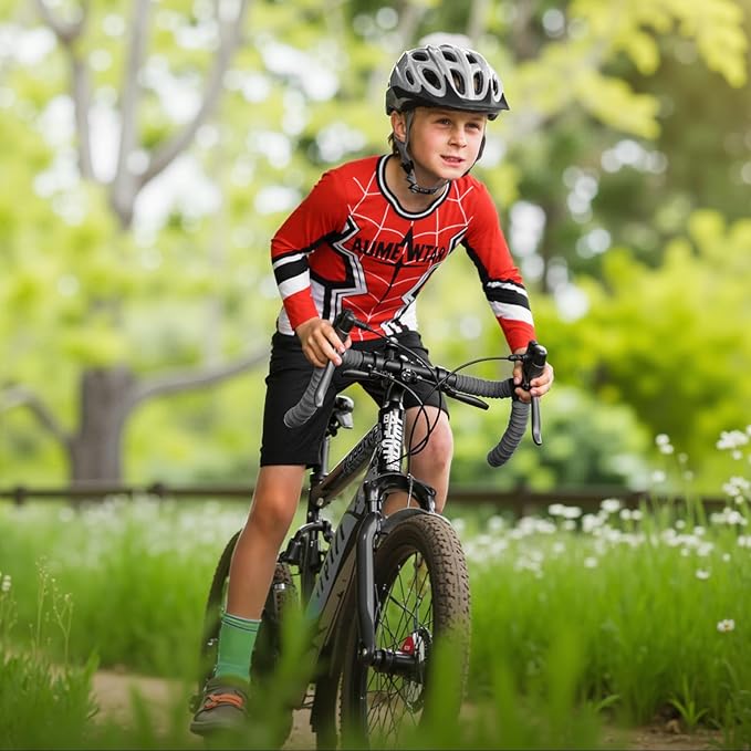 Kids Cycling Jersey Long Sleeve Dirt Bike Motocross Shirt, BMX Off-Road Racing Clothing
