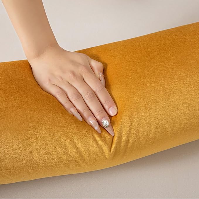 Body Pillow Yoga Bolster Round Cylindrical Pillow Long Dutch Velvet Cushion with Removable Washable Cover for Side Sleepers Meditation and Bedroom Decor(Gray,100cm/39in)