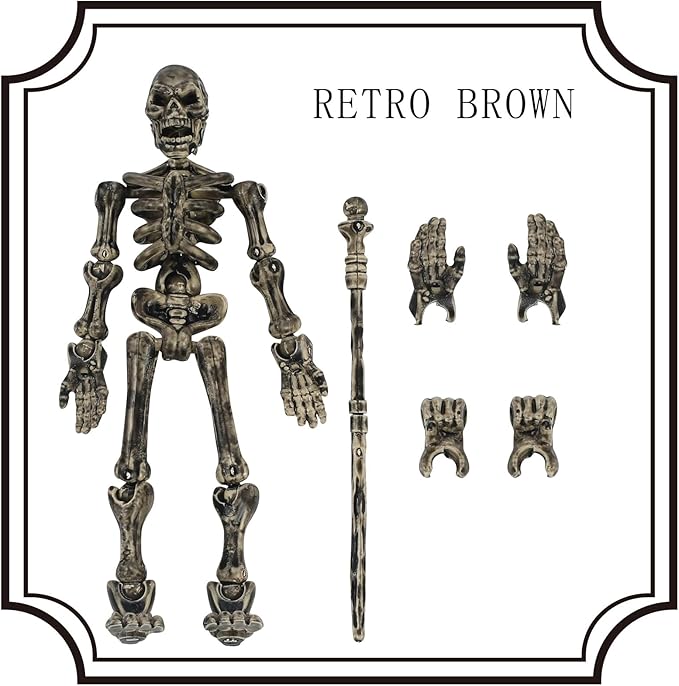 6 Pack T13 Action Figures Set, Titan 13 Skeleton Action Figure, Dummy 13 with Multi-Jointed Movable Limbs, Halloween Miniatures 3D Printed Poseable Skeleton Decor