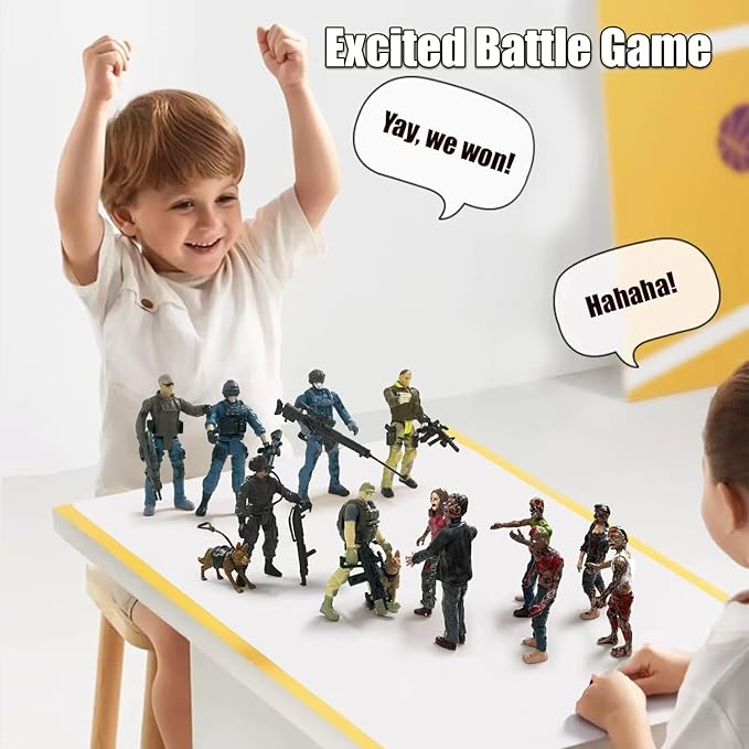 Army Men VS Zombie Action Figures, Realistic 6 Zombie Toys Playset 6 Army Toy Set with 2 Dog Figures, Halloween Decor for Boys 4-7 (14PCS)
