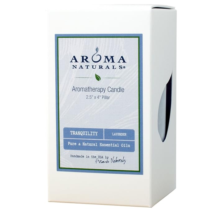 Aroma Naturals Essential Oil Tranquility Pillar Candle, 2.5" x 4", Lavender, 11 Ounce (Pack of 12)