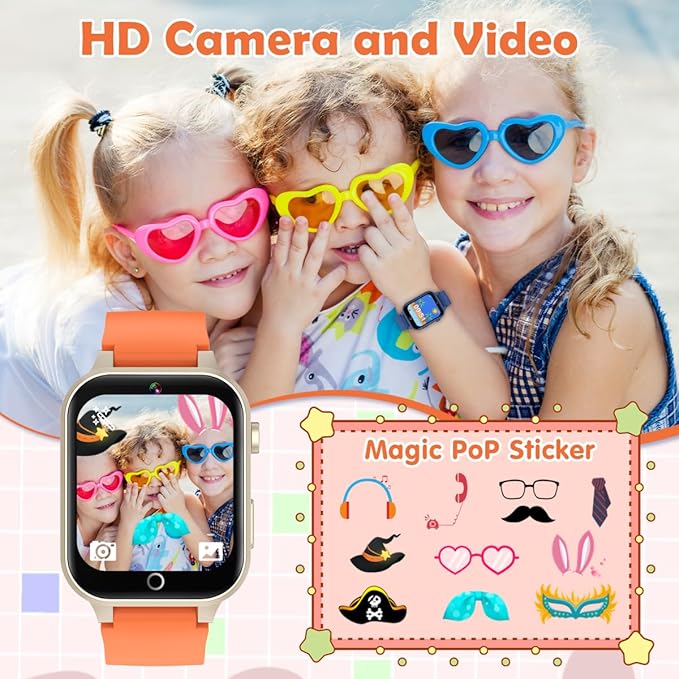 Kids Games Watch, with 26 Puzzle Games, Touch Screen, HD Camera, Alarm Clock, Toys for Ages 3-12 Years Old.Birthday Gift for Boys Girls (Orange)