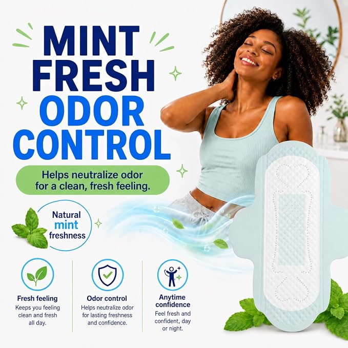 BST Mint Fresh Panty Liners for Women with Wings, Breathable Ultra Thin Daily Pantiliner, All-Day Odor Control & Freshness, Anti-Bunch Stays in Place(7.5 Inch 40 Count, Packaging May Vary)