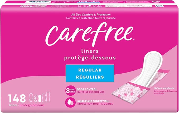 Carefree Panty Liners, Regular Liners, Wrapped, Unscented, 148ct