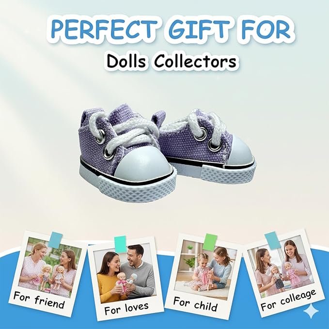 3pcs Doll Accessories Set for 17cm Doll Included Headphones, Canvas Shoes and Mini Gradient-Lens Glasses, Trendy Dress Up Accessories for 6.7 Inches 1st/2nd/3rd Gen Figures (Headphone Set - Purple)