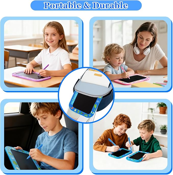 2Pack LCD Writing Tablet for Kids,10Inch Colorful Reusable Electronic Toddler Doodle Board Drawing Tablet Pads,Educational Learning Toys Gifts for 3 4 5 6 7 8 Year Old Boys (Light&DarkBlue-10IN)