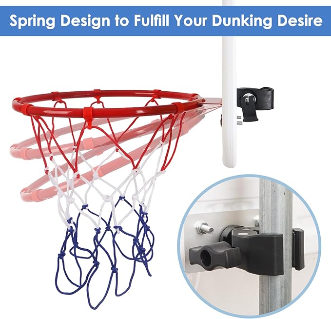 Trampoline Basketball Hoop, Teenager Basketball Hoop for Trampoline with Pump and 2 Mini Ball, Fit for Straight Pole