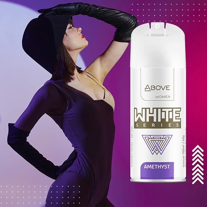 ABOVE White Series Body Spray, Amethyst, 2.12 oz - Deodorant Spray - Masks Perspiration Odors - Long-Lasting Dry Spray - Paraben-Free - Cruelty-Free