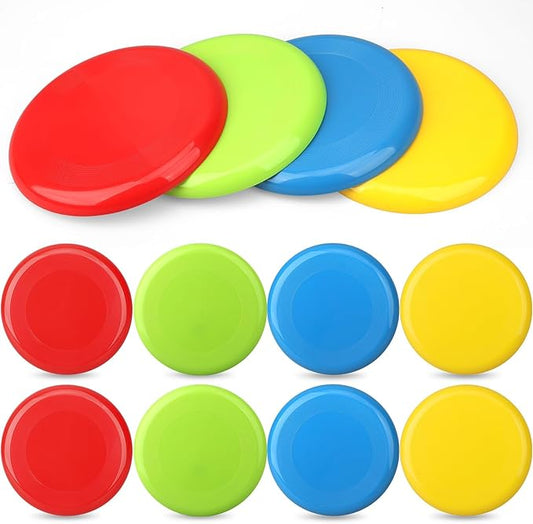 Jumbo 8" Flying Disc Toys for Kids Adults, 8 Pack Flying Saucer Sport Yard Disc Toy for Outdoor Beach Accessories Backyard Lawn Park, Sturdy ABS Sports Toy for Boys Girls