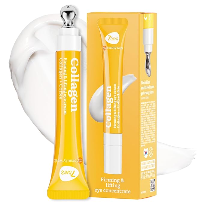7DAYS Eye Cream Korean Skin Care with Cooling Eye Massager – Collagen Under Eye Cream for Dark Circles, Puffiness & Bags, Anti Aging, Firming & Tightening Eye Care | 0.6 fl oz / 18 ml