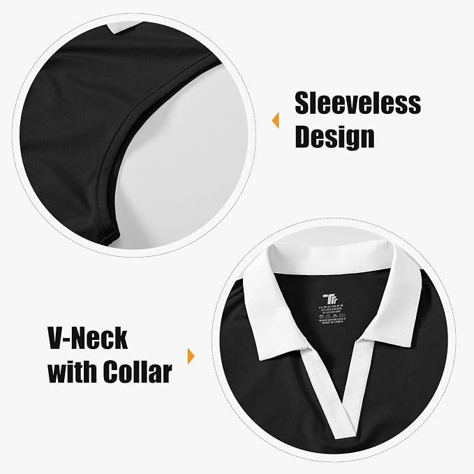 BGOWATU Women's Sleeveless Golf Polo Shirts Collared V Neck Tennis Tank Tops UPF 50+ Quick Dry Lightweight