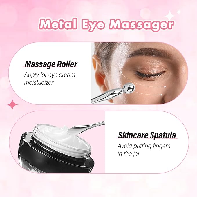 Under Eye Patches Silicone, 3 Pairs Reusable Under Eye Patches Mask Pad With Metal Cream Applicator, For Minimize Fine Lines Wrinkles, Visible Metal Case