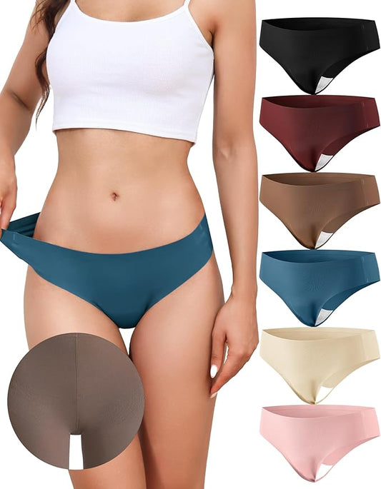 LEVAO Seamless Thongs for Women Invisible Toe Thong No Show Camel Proof Underwear Thong Panty Liners Workout G-Strings