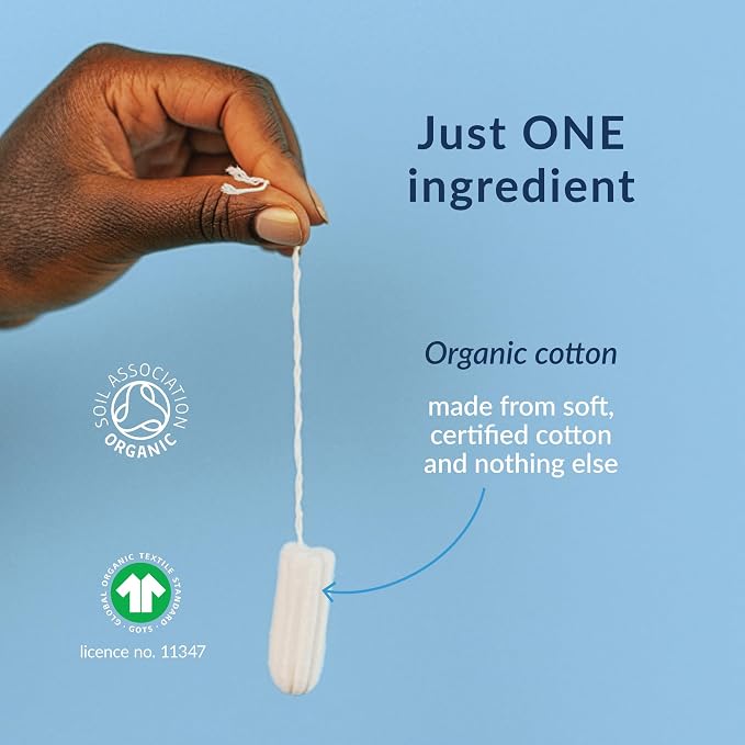 Natracare Non-Applicator 100% Organic Cotton Tampons, Super Plus, Totally Chlorine Free, Biodegradable and Compostable (1 Pack, 20 Tampons Total)