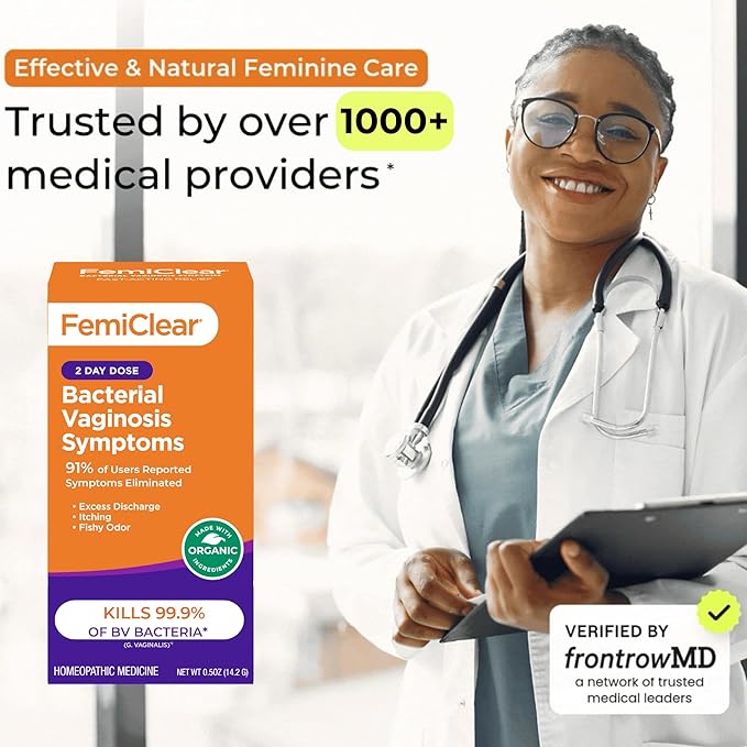 FemiClear Bacterial Vaginosis Symptoms Ointment, 2-Day Dose, 0.5 Oz | Fast-Acting Relief for Odor, Itching & Discharge, Supports Balance & Vaginal Health, All-Natural & Organic Ingredients