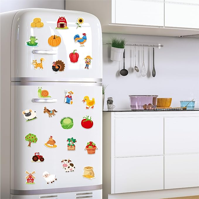 Large Size Cute Fridge Magnets for Toddlers, Preschool Spelling Learning Education Refrigerador Magnetic Toy (Farm 48pcs)