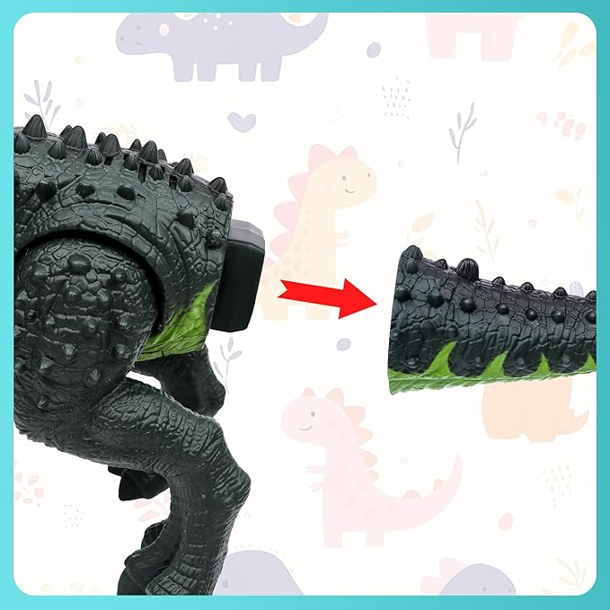 Electric Walking Dinosaur Toys for Kids - Small Tyrannosaurus with Detachable Tail Simulated Flame and Realistic Sounds, Best Dino Gifts for Boys & Girls 3-5 5-7