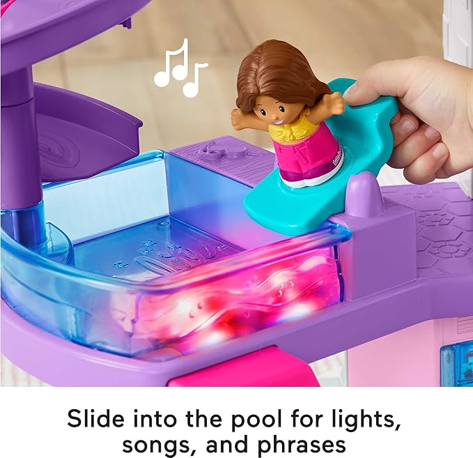 Fisher-Price Little People Toddler Toy Barbie DreamHouse Playset with Music Lights & Figures for Pretend Play Kids Ages 18+ Months