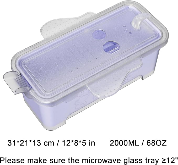 68OZ Microwave Pasta Cooker, Ramen Bowl, Steamer, Removable Colander | BPA Free, Cooking Food and Vegetables, Dishwasher Safe
