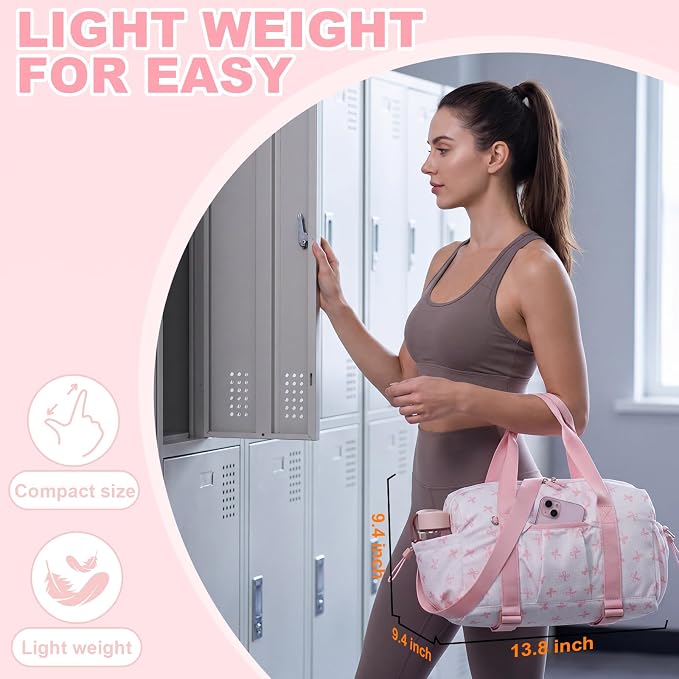 LEDAOU Small Gym Bag for Women, Mini Duffle Bag with Yoga Mat Holder Lightweight Carry On Sports Bag with Separate Shoe Pocket and Wet Pocket Duffel Bags Dance Yoga Workout Bag