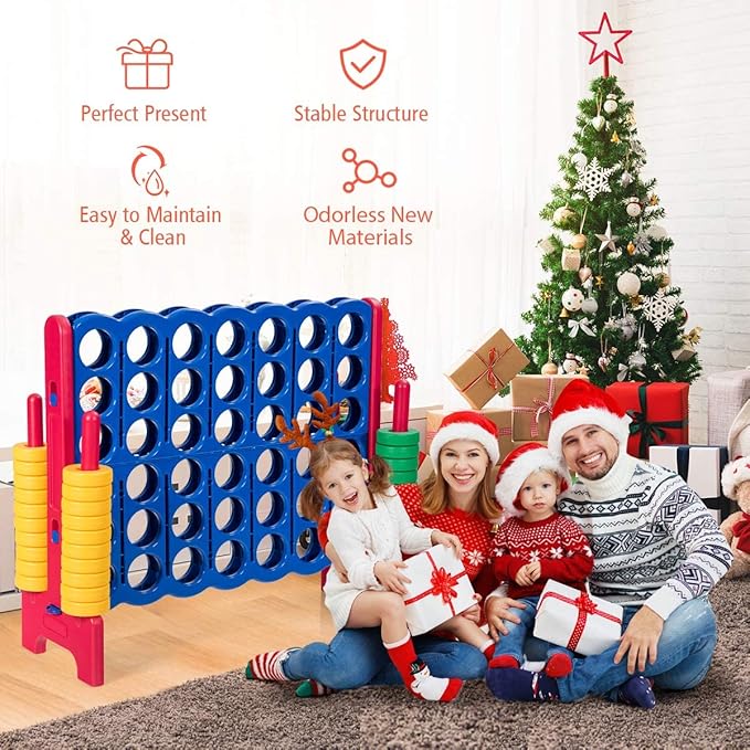 Costzon Giant 4-in-A-Row, Jumbo 4-to-Score Giant Games for Kids & Adults, Indoor Outdoor Party Family Connect Plastic Game, 4 Feet Wide by 3.5 Feet Tall with Carrying Bag