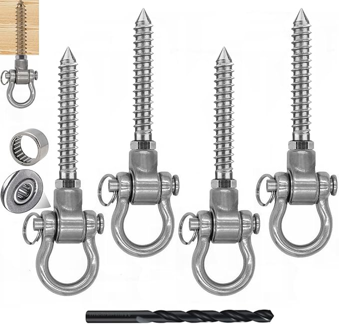 4 Heavy Duty Swing Hangers Permanent Anti Rust Bearing, 180 Swing Hardware, 1500 LBS, 304 Stainless Steel Color