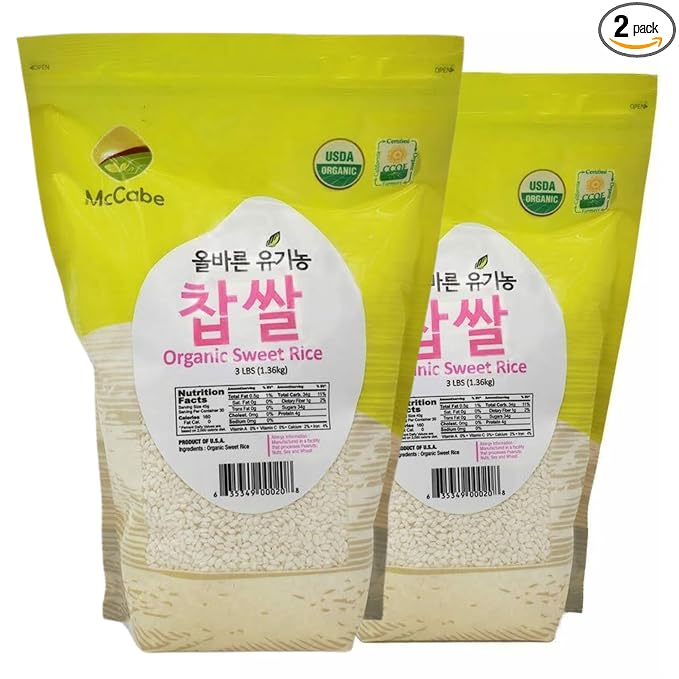 McCabe Organic Sweet Rice - Gluten Free & GMO-Free | Rich in Fibers and Minerals | USDA and CCOF Certified Organic | Product of USA | (3 Lbs x 2 Packs)