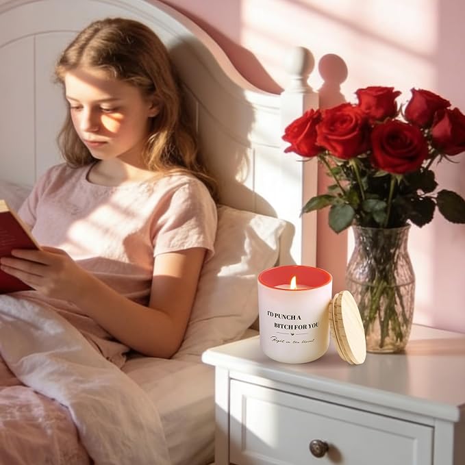 HAVITI Galentines Valentines Day Gifts for Women, Rose Scented Candles 8oz, Jar Candles 40H Soy Wax Candle Birthday Gifts Her Mom Mothers Day Best Friend Bridal Shower Friendship Gift