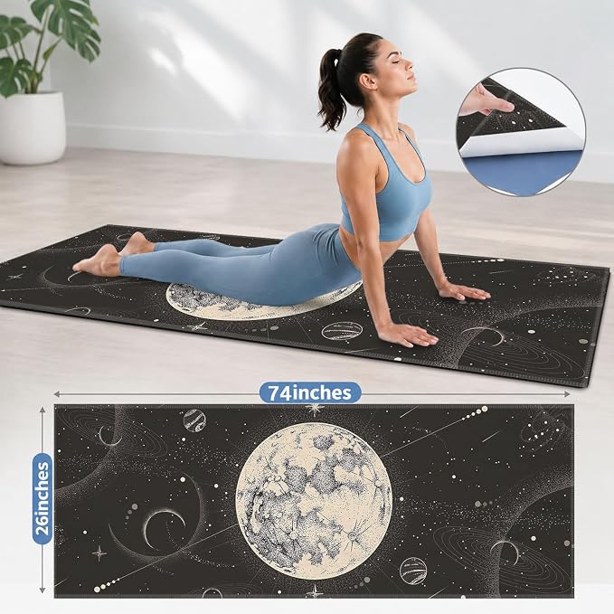 Yoga Mat Towel, Hot Yoga Non Slip with 4 Corner Pockets, 74 x 26 in | Soft Absorbent Microfiber With Four Corner Pockets, Fits Over Yoga Mats For Hot Yoga, Pilates, Gym, And Travel