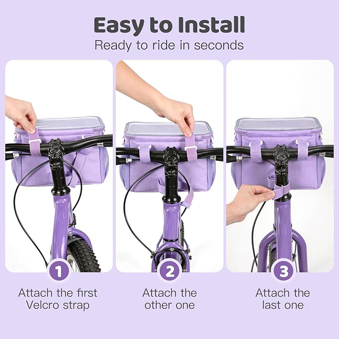 Kids Bike Basket, Front Frame Handlebar Bag for Toddler Scooter Tricycle Bicycle, Cute Small Fabric Bicycle Basket for Boys & Girls,