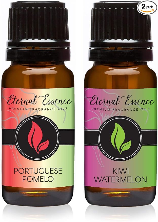 Eternal Essence Oils 2 Pack 10ml Premium Fragrance Oil - Kiwi Watermelon & Portuguese Pomelo - for Candle, Soap Making, Aromatherapy, Diffusers, Home Care, & Humidifiers