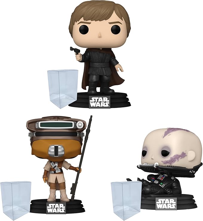 Blue Salamander Emporium Protector with Pop Bundle - Includes Star Wars: Return of The Jedi 40th Anniversary: Luke, Leia (Boushh), Vader (Unmasked) Figures with 3 Plastic Cases
