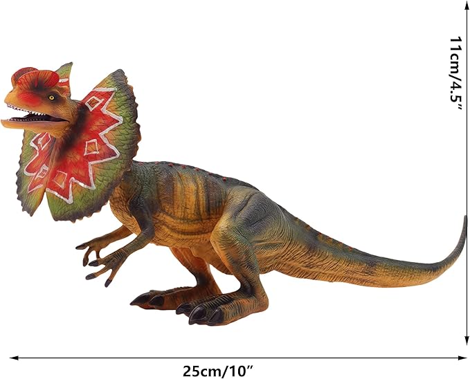Gemini&Genius Dilophosaurus Action Figure Dinosaur World Dino Park Toys Green Science Educational Realistic Design Dinosaur Figure for Home Decoration, Classroom Prize, Party Gifts to Kids