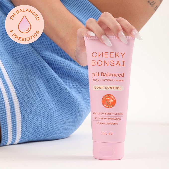 Cheeky Bonsai pH Balanced Feminine Wash for Women - Removes Odor - Gentle on Sensitive Skin - No Dyes or Parabens - Hypoallergenic - Gynecologist Approved (7 Ounces)