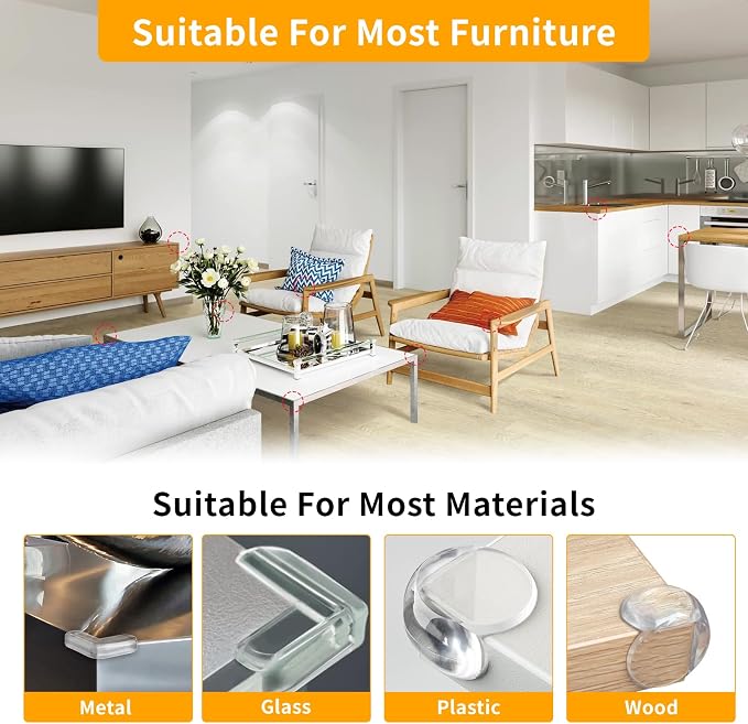 Rindion 40 Pack Corner Protector Baby, 2 Shapes Baby Proof Corners and Edges, Clear Table Corner Covers Baby, Baby Corner Protector Guards, Corner Guards for Table Edges & Sharp Corners