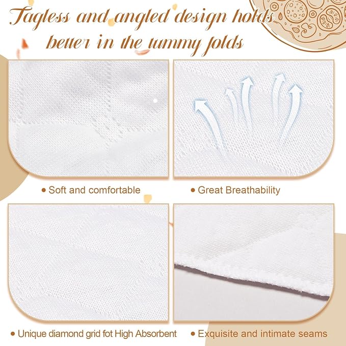 6 Pcs Cotton Tummy Liners for Skin Folds, Under Belly Sweat Liners for Sweat Rash, Cloth for Sweat Absorbing