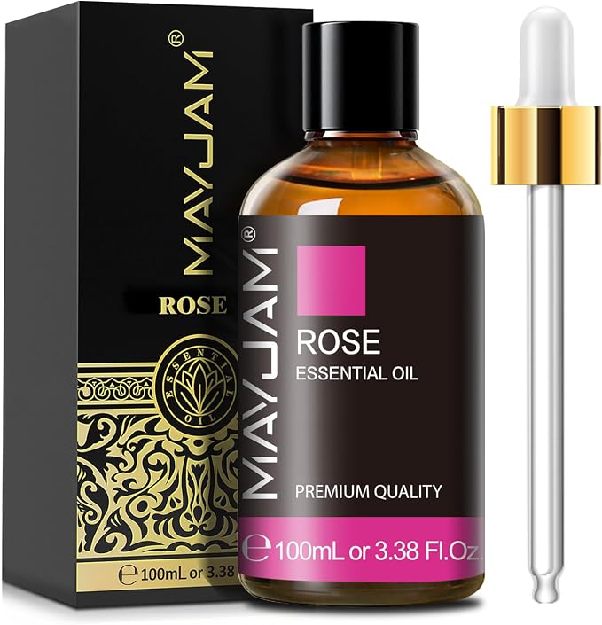 Rose Essential Oil, MAYJAM Essential Oils for Diffusers for Home, 3.38FL.OZ Large Volume Rose Oil for Soap Candle Making Massage