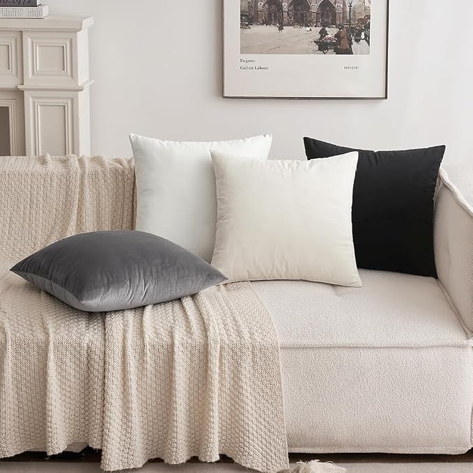MIULEE 12x20 Inch Lumbar Velvet Throw Pillow Covers Black | Pack of 2 Soft Solid Decorative Pillow Covers, Modern Luxury Home Decor, for Chair Couch Sofa Bedroom Livingroom