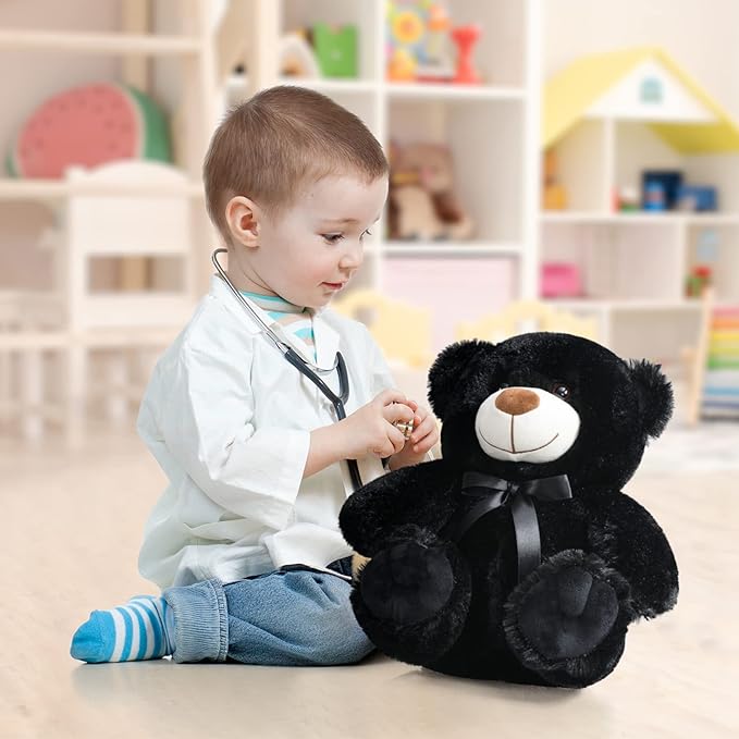 Super Color Teddy Bear Stuffed Animals Plush Toy for Children Girlfriend Family Congratulations Baby Shower Birthday Black 14 inch